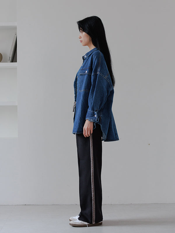【新品】FINE ex denim shirt JK Over denim shirt【W..×meg】 – Frames / W..
