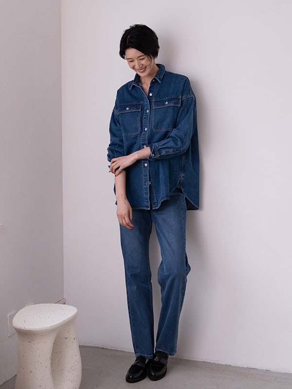 Denim Oversized Shirt/デニムオーバーシャツ Over denim shirt【W..×meg】 – Frames / W..